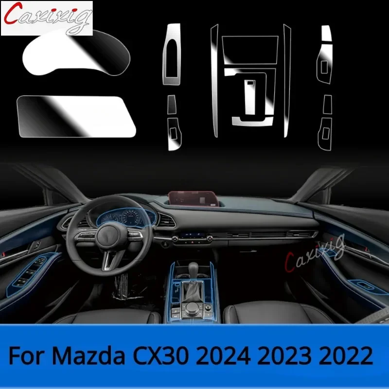 ملصق السيارة الداخلي المضاد للخدش ، TPU الشفاف ، لوحة التروس ، وحدة التحكم المركزية ، ملحقات Mazda CX5 XC30