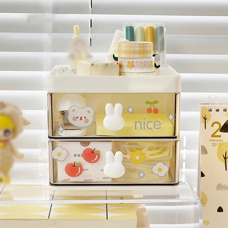 1PC Cartoon Storage Box Stationery Large Capacity Pen Holder Multi-functional Makeup Brush Storage Student Office Supplies image 4