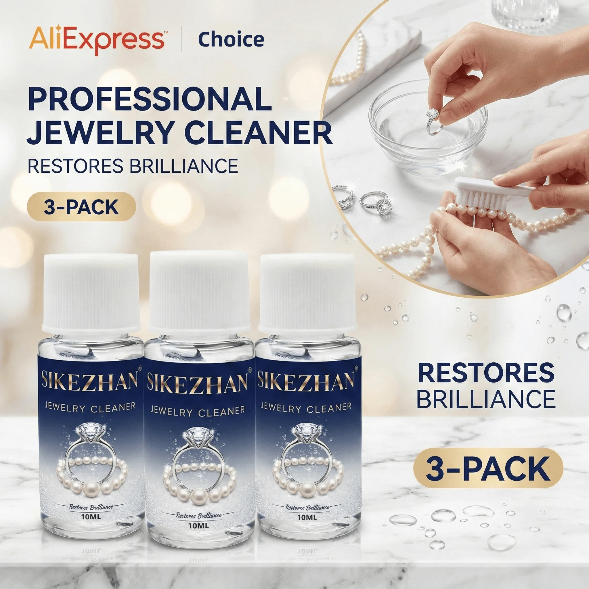 

Professional Jewelry Cleaner Solution Tarnish Remover. Liquid Polish for Gold Silver Diamond. Restore Sparkle to Rings Chains