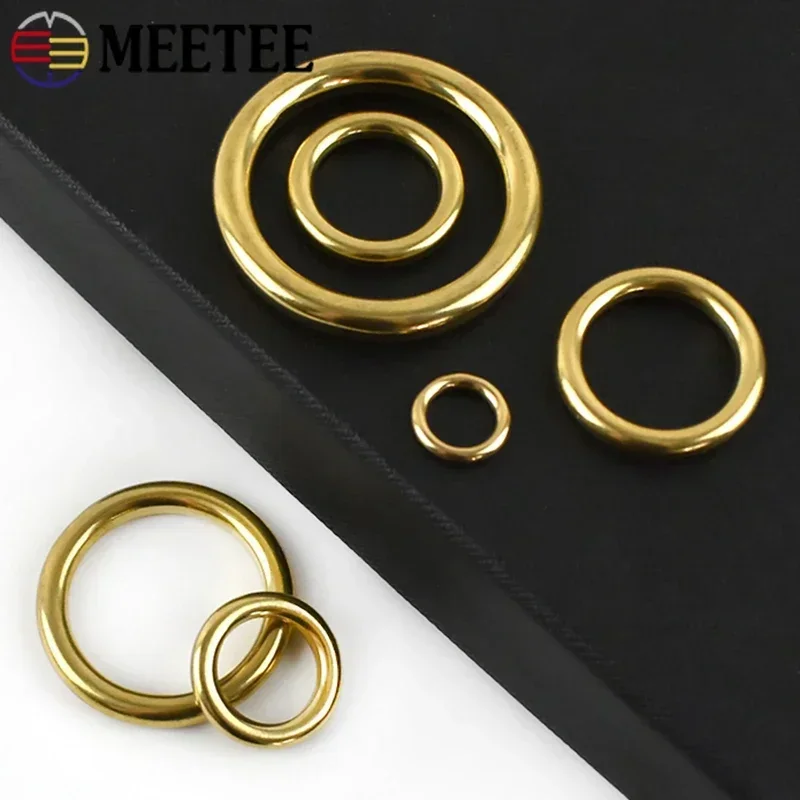 Meetee 5/10 Pz 8-51mm Ottone Puro O Ring Fibbia Portachiavi Borsa di Rame Cinghia di Collegamento Cerchio Anelli Fibbie Portachiavi FAI DA TE