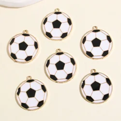 5 pz Colore Oro 28x25mm Divertente Smalto Calcio Calcio Pendenti E Ciondoli Sport Ciondolo Misura Collane FAI DA TE Gioielli Fatti A Mano Trovare Forniture