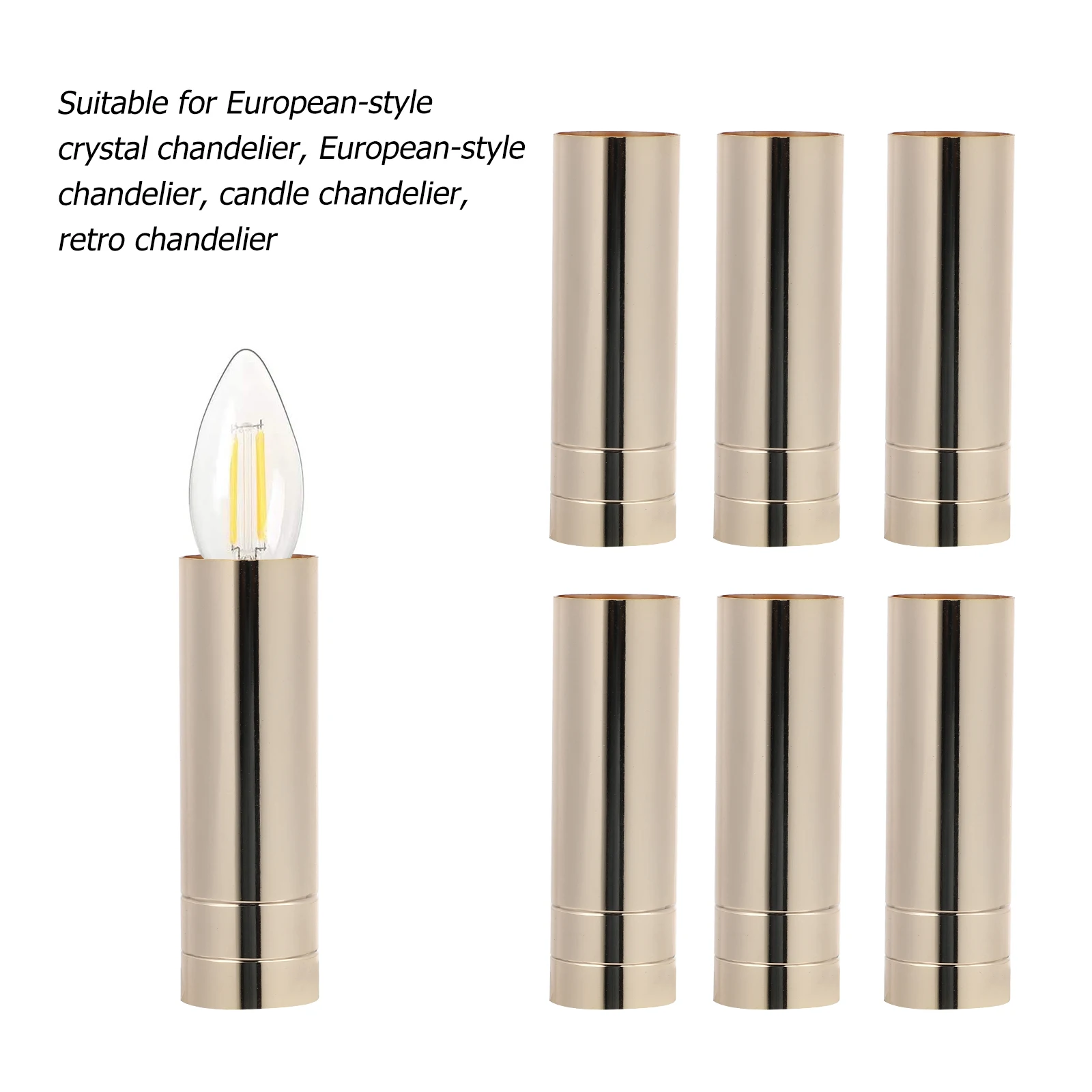 

6pcs Cutting Sleeve Lamp Base Sleeve Brass Crystal Chandelier Parts Heat Resistant Lightweight Lighting
