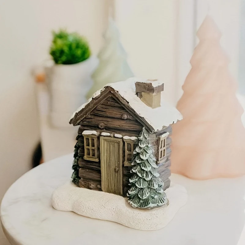 1pcs Christmas Chimney Resin Snow Winter Cottage Incense Burner Ornaments Best Christmas Gift