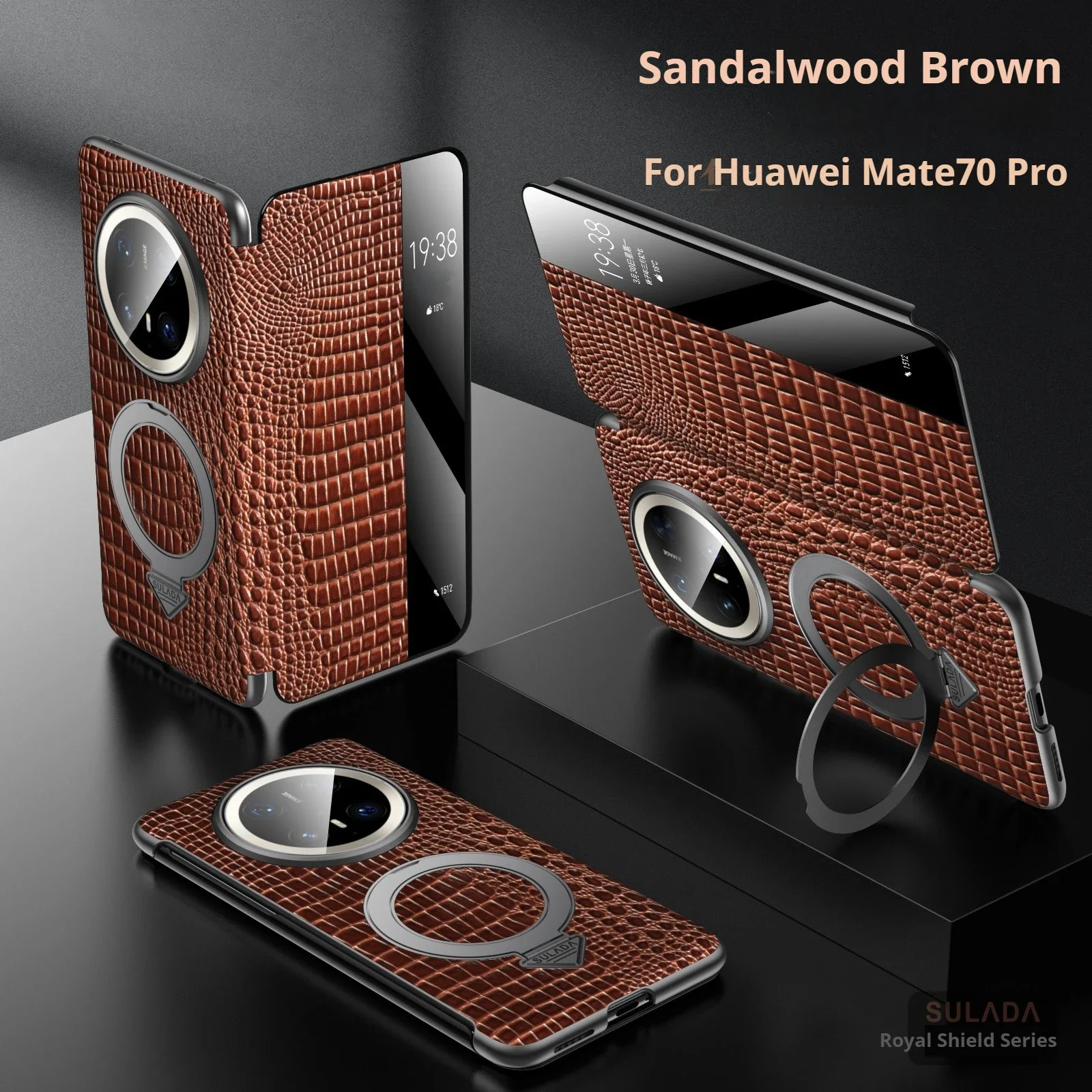 

Чехол из крокодиловой кожи для Huawei Mate 70 Pro SULADA Royal Shield с защитой от падения и магнитным кронштейном для Huawei Mate 60 Pro +