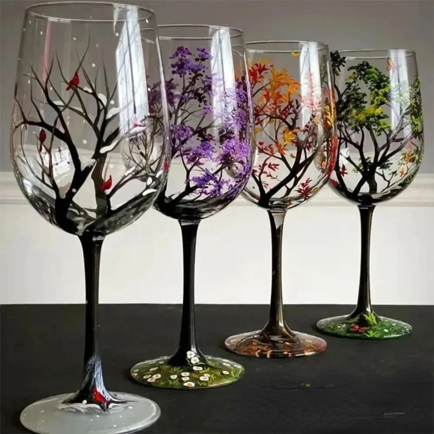 Ideal gift for enthusiastic drinkers - High-quality, stylish large 1 piece set of exquisite glass cups with unique creative Four