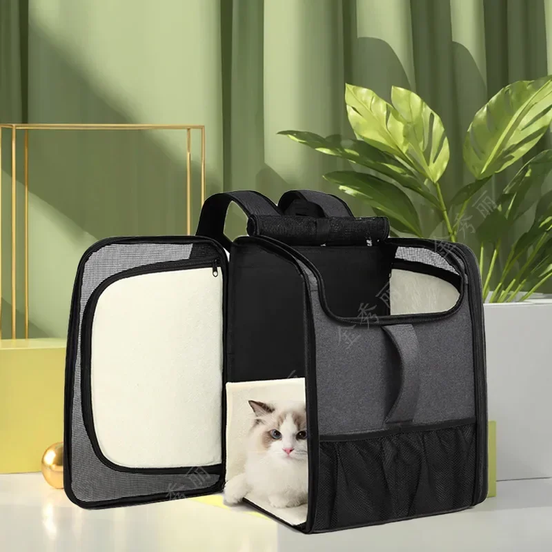 Borsa per gatti espandibile di grande capacità zaino per animali domestici traspirante portatile trasportino per animali da esterno pieghevole per cani e gatti