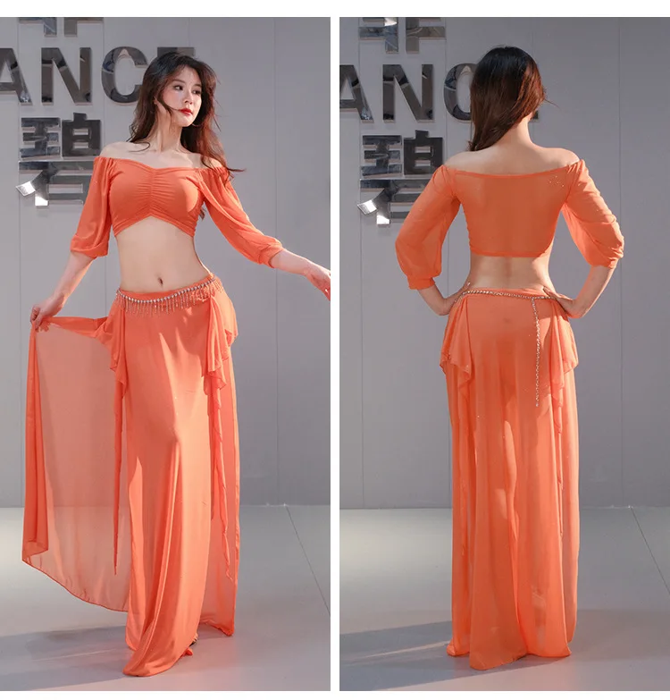 

New Belly Dance Costume Set Oriental Performance Outfit with Mesh