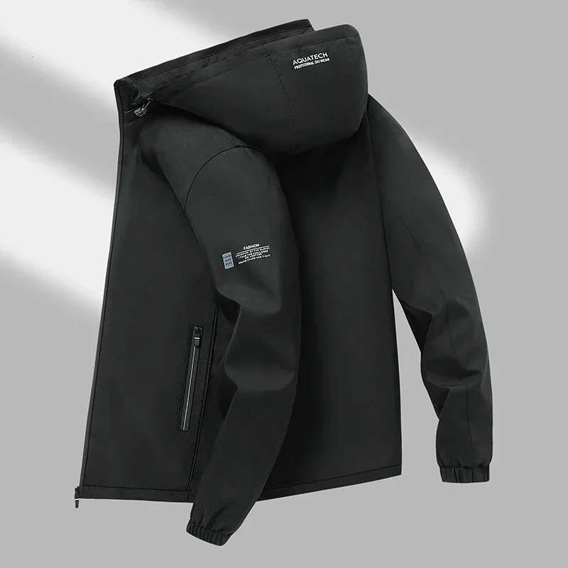 Abrigo con capucha para hombre, chaqueta de acampada estampada de alta calidad, a prueba de viento e impermeable, para exteriores, ocio y bicicleta, Otoño, 2024