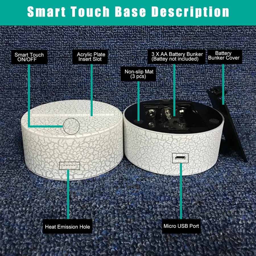 

Dropshipping For Client Pritesh Of 3d LED Lamp Arylic Lamp White Crake Base Touch and With Remote Control