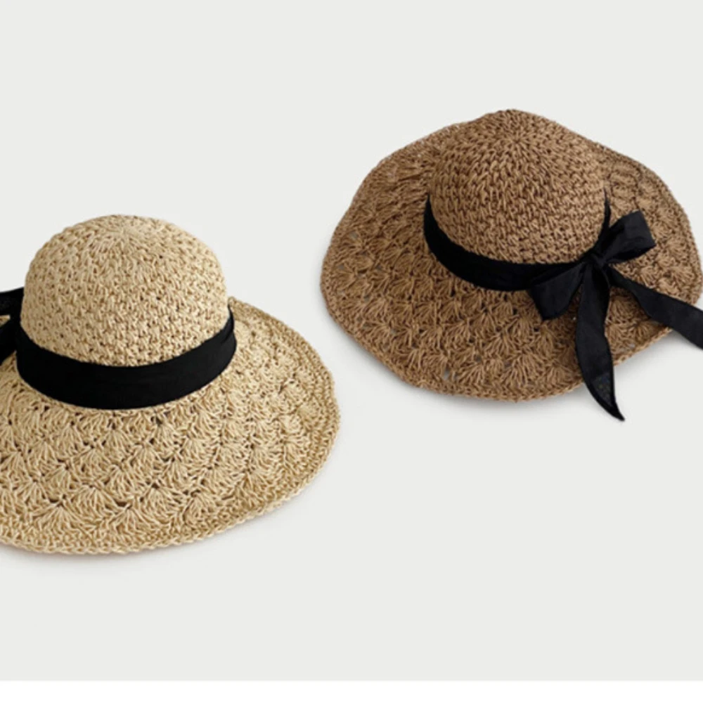 Wide Straw Summer Hat Womensummer Panama Hat Big Brim Beach Hat Foldable Vacation Summer Hat Sunscreen Sunshade Hat