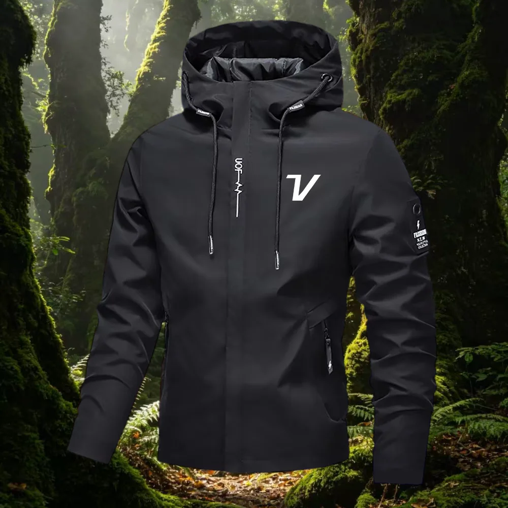 Fashionable new outdoor sports training workwear for men in spring and autumn hot selling high-end pocket zipper hooded jacket