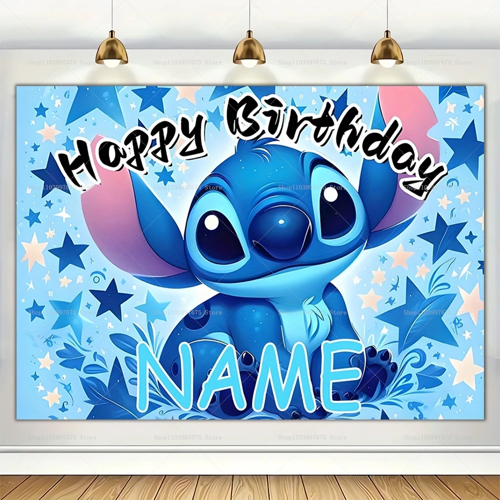 ปรับแต่ง Lilo & Stitch ฉากหลัง Tropical Beach Decor เด็กวันเกิดการถ่ายภาพพื้นหลัง Baby Shower BANNER Booth Props