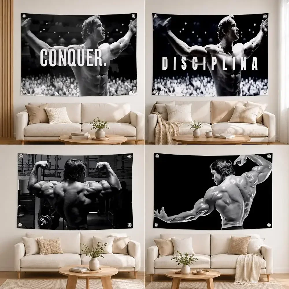 Legendary Actor Bodybuilder Arnold Schwarzenegger Flags  Wall Hanging Flag Indoor Outdoor Banner Decor for Patio Backdrop Art