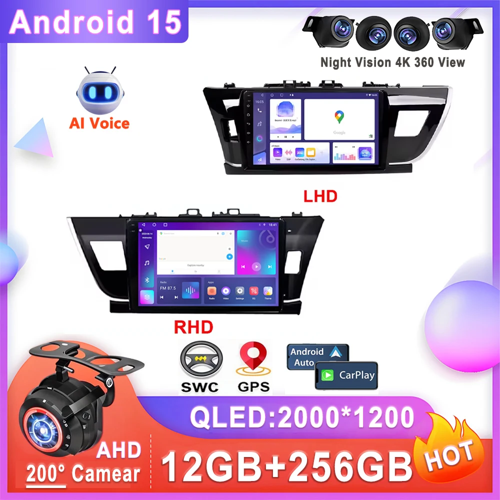 سيارة نظام تحديد المواقع أندرويد 15 لتويوتا كورولا 11 إصدار الشرق الأوسط 2013 - 2017 شاشة راديو تلقائية مشغل استريو الوسائط المتعددة الملاحة