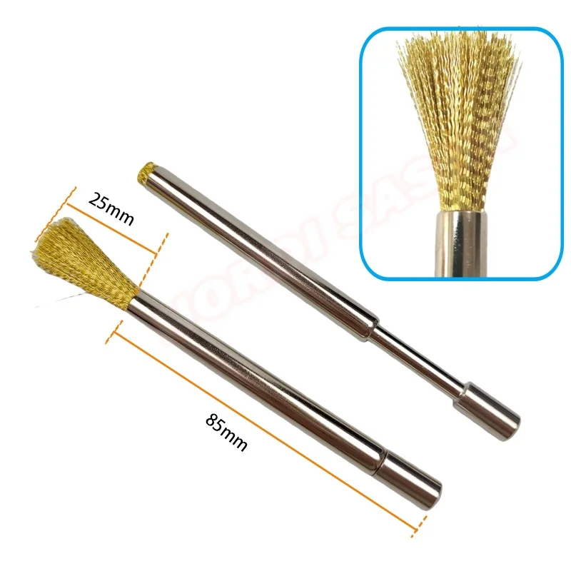 

1/3Pcs Dental Stainless Steel Bur Cleaning Brush Handpiece Cleaning Brush With Telescopic Handle Gold Wire Bristles Dentist Use