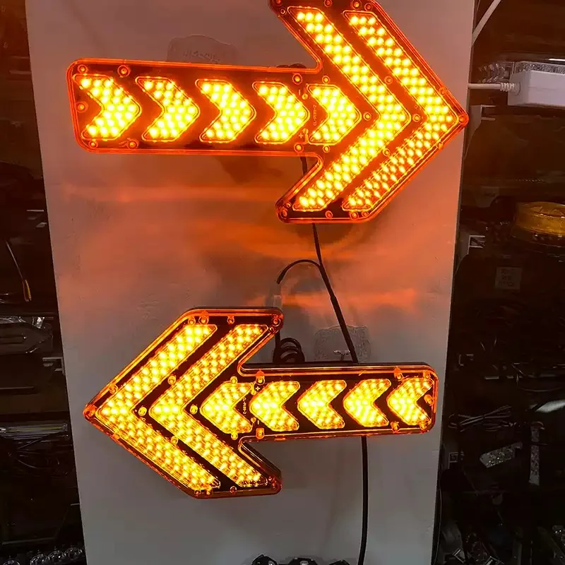 Car Truck Traffic Orientation Arrow Warning Light Construction Vehicle Sprinkler Trailer Indicator Red/Amber LED Flashing Light