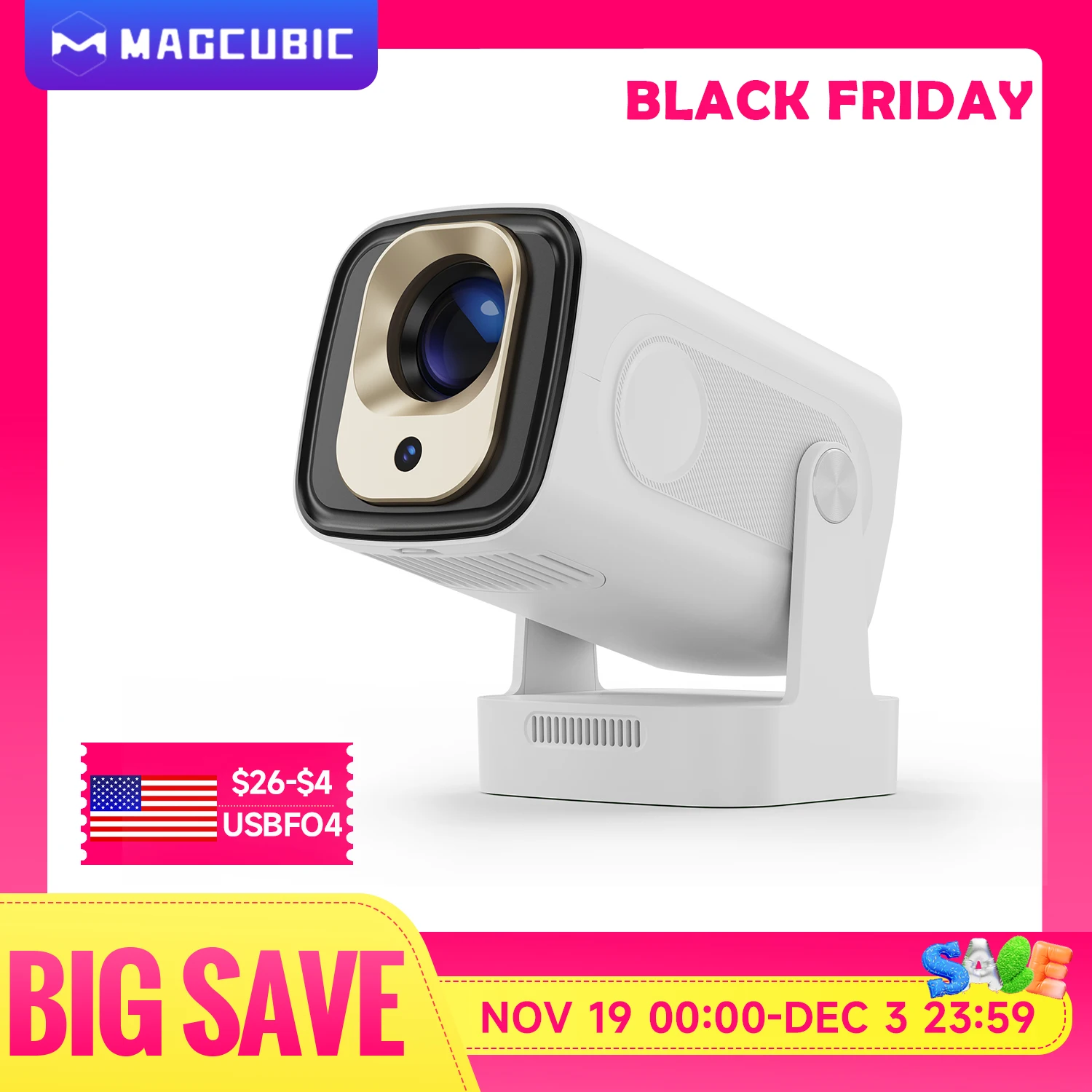 Magcubic HY310 Android 11 Projector 4K Native 1080P Auto Focus Native 330ANSI Dual Wifi BT5.4 Air Mouse Voice Home Outdoor Movie