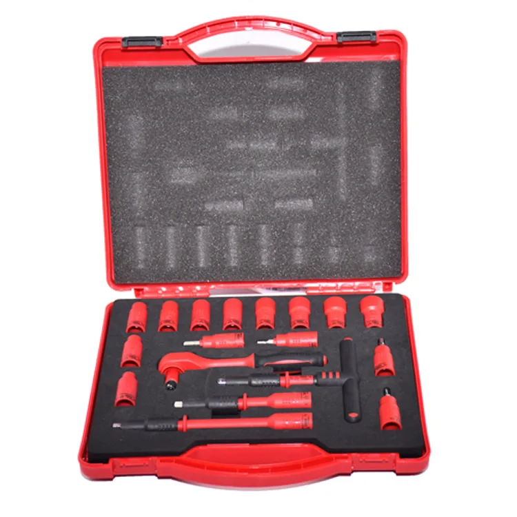 

18PCS 1000V VDE insulated tools 1/4 ratchets wrench Sockets Sets T-Handle Extensions Hex Bits Resistant to high voltage