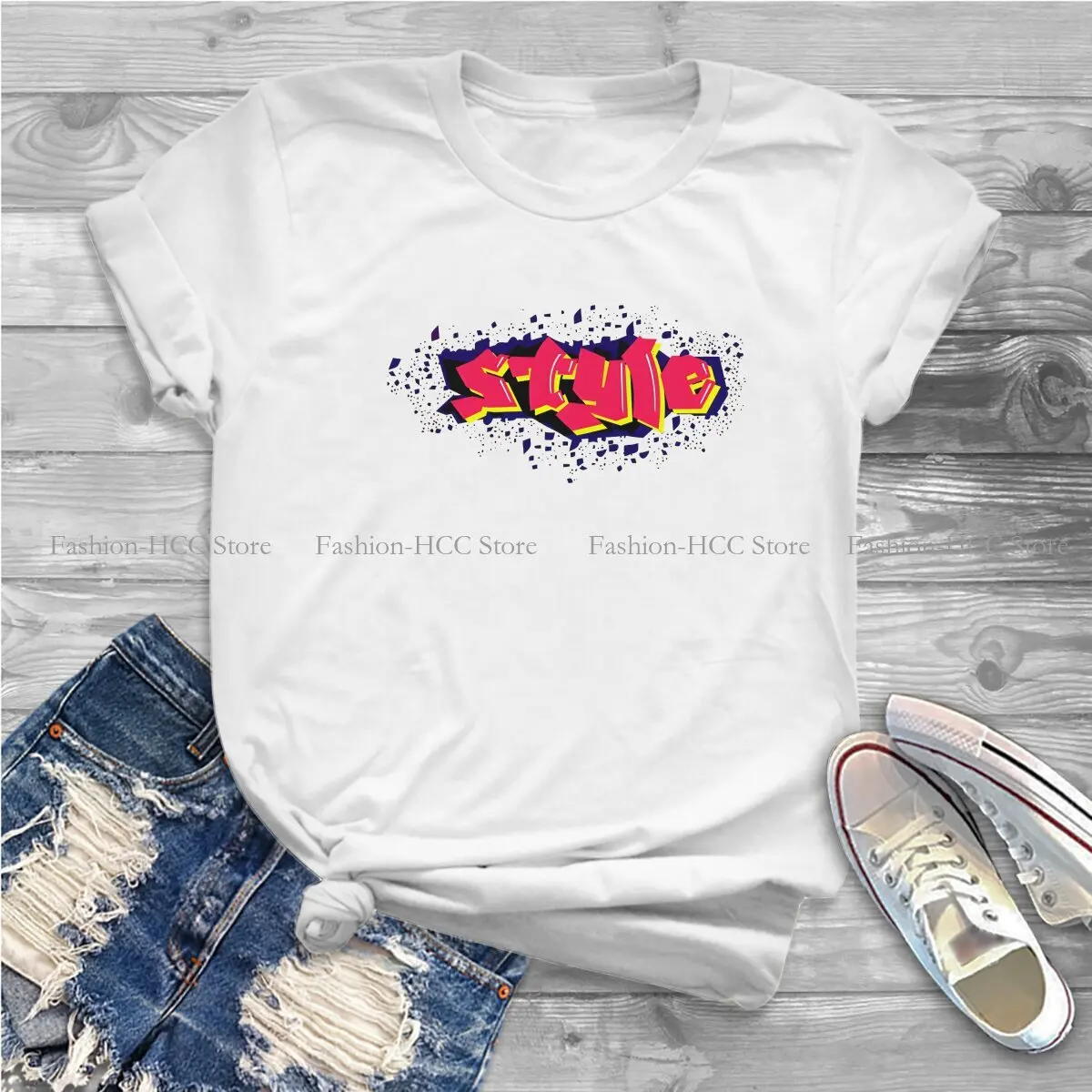 Graffiti Art Graphic Polyester TShirt Graffiti Art Creative Streetwear Casual T Shirt Women