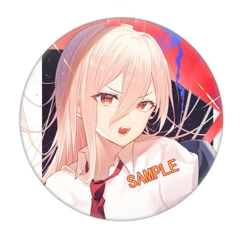 58mm Cartoon Lovely Round Brooches Denji Pochita Hayakawa Aki Makima Figure Badge Creative Enamel Pin Bag Accessory Fans Gift