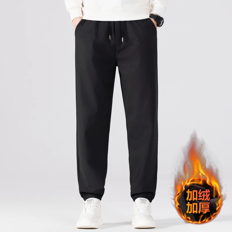 الرجال الجرافين السراويل الربيع والشتاء 6-مقاومة الدافئة رجل سراويل تقليدية الرجال السراويل المقاومة للماء مستقيم الساق فضفاض الرجال السراويل