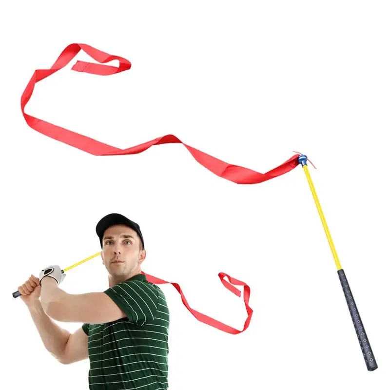 

Golf Training Aid Swing Trainer Stick Practice With Ribbon Adjusting Rod Gesture Correction Auxiliary Training Swing Trainer