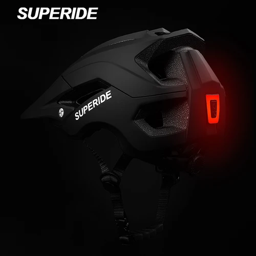 SUPERIDE-casco de bicicleta DH MTB antiimpacto con luz trasera USB, ultraligero, para bicicleta de montaña y carretera, para hombre y mujer