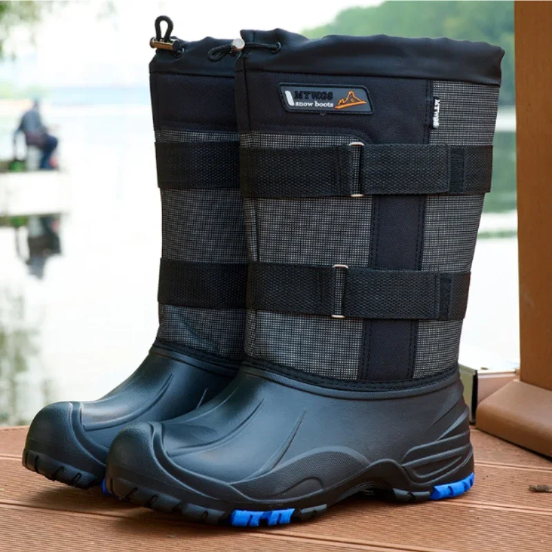 New -45 Degree Winter Camouflage Snow Men Boots Rain Shoes Waterproof with Real Wool Warm Male Casual Mid-Calf Work Fishing Boot