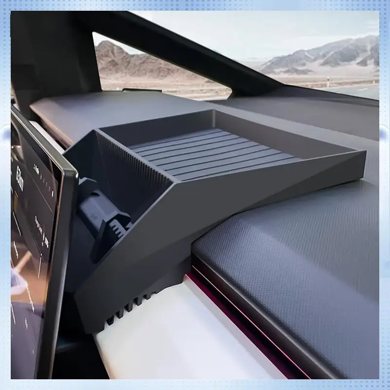 

A70R-Center Console Organizer For Tesla Cybertruck 2024 Behind Screen Storage Tray Dashboard Box Accessories