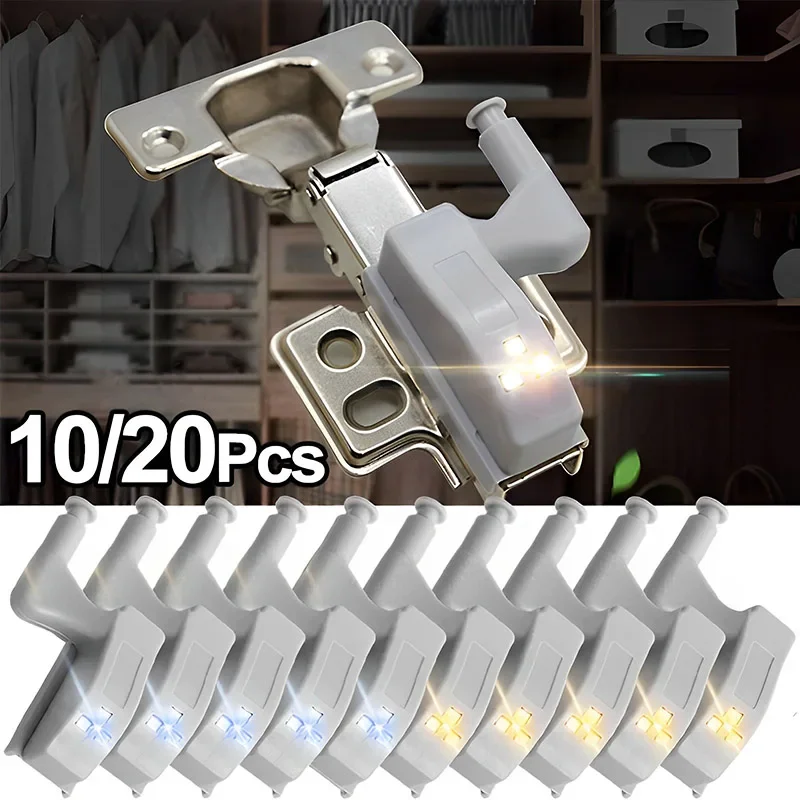 2/20Pcs LED Inner Hinge Lamp Universal Cabinet Sensor Lights Cupboard Closet Wardrobe Induction Night Lamps for Kitchen Bedroom