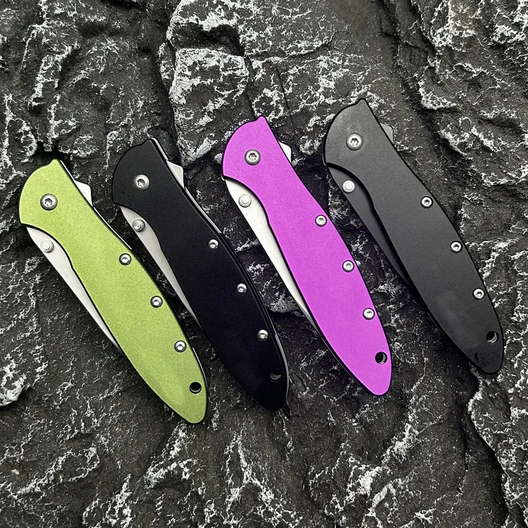 KS 1660 Leek Fodling Pocket Knife 8Cr13Mov Blade Aluminum Alloy Handle Outdoor EDC Camping Hiking Survival Hunting Cutting Tools