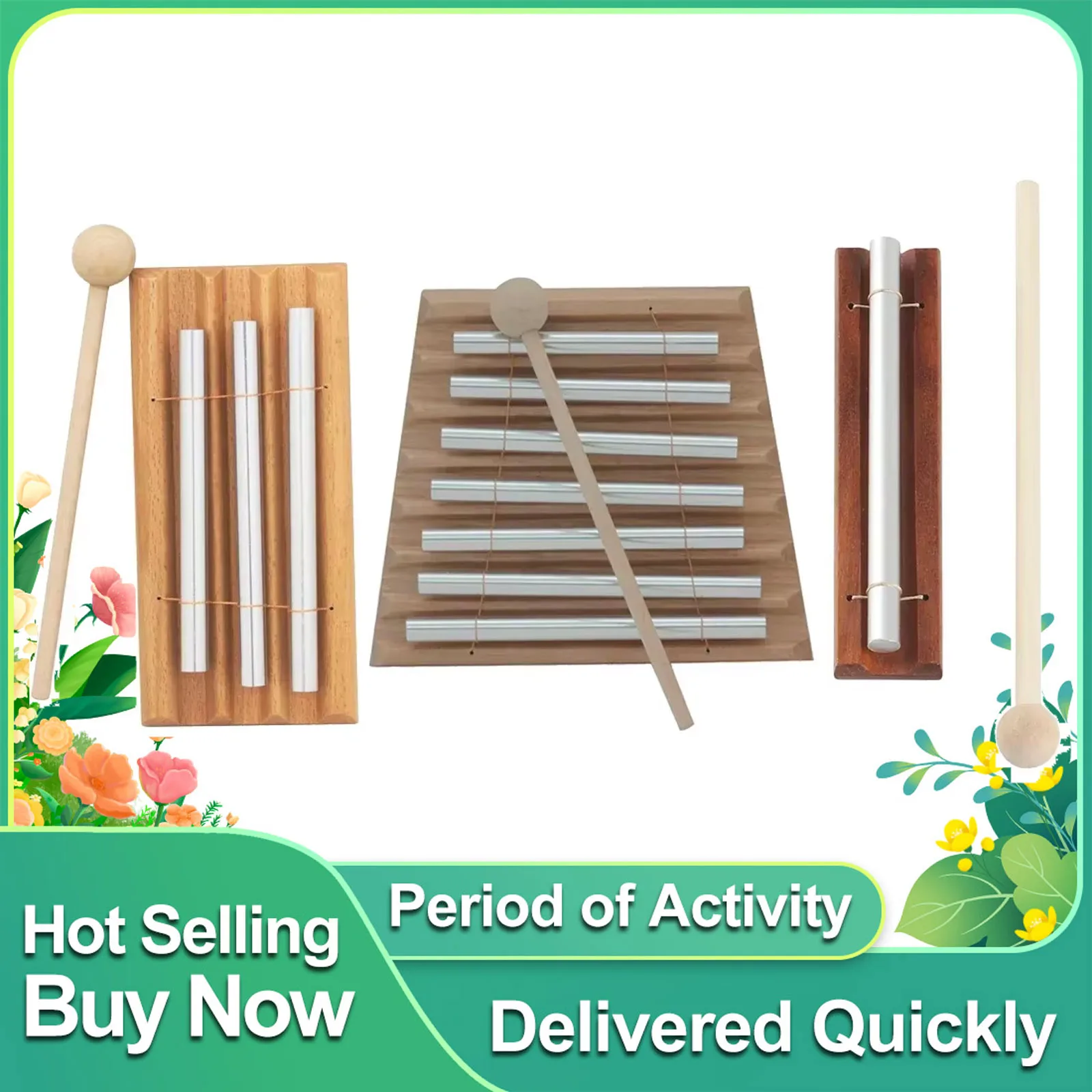 IRIN 1/3/7 Tone Wind Chimes Tabletop Meditation Chime Wooden Wind Bell Kids Educational Percussion Musical Instrument Mallet