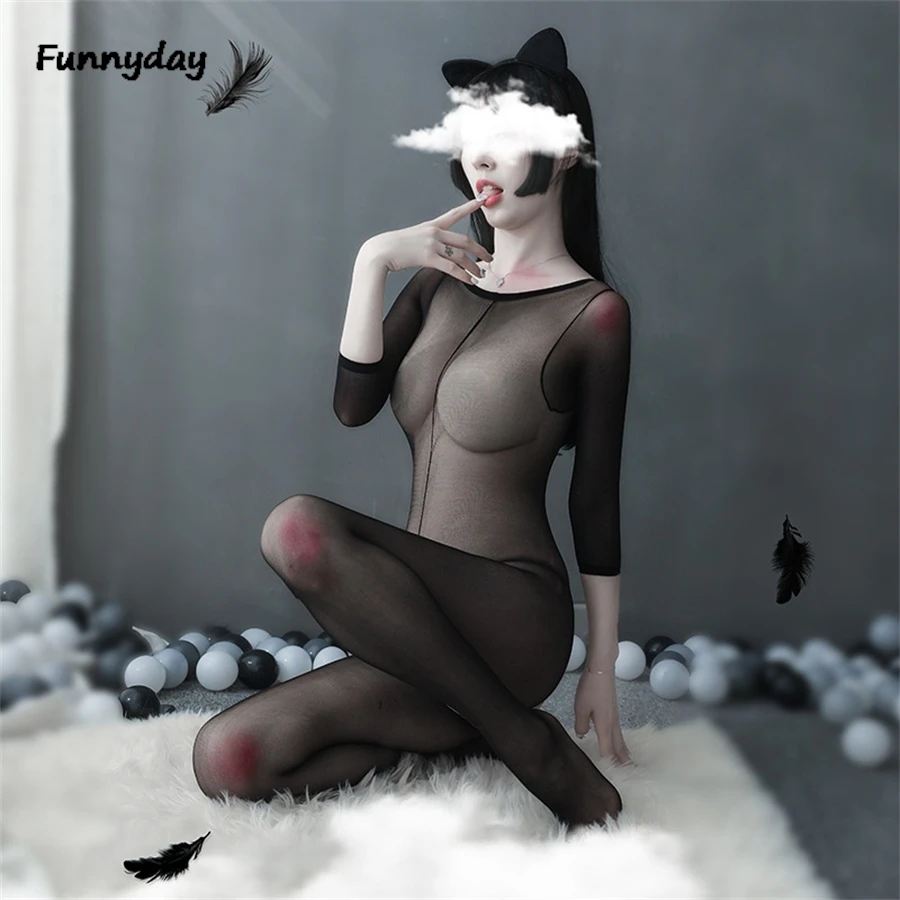 

Черное сексуальное женское белье Babydoll с длинными рукавами, боди с открытой спиной, порно нижнее белье, горячие эротические колготки, костюмы