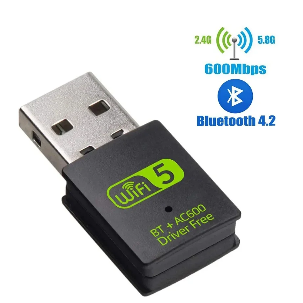 600Mbps USB WiFi Bluetooth Adapter Dual Band 2.4/ 5.8Ghz Wireless External Receiver RTL8821CU Wi-Fi Dongle for PC/Laptop/Desktop