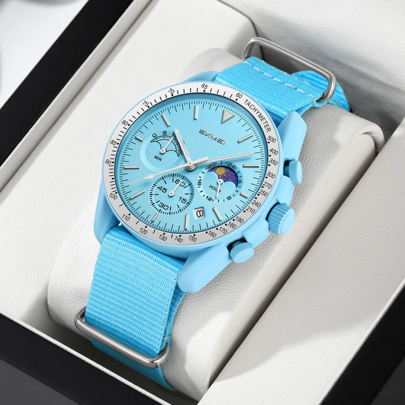 High Quality Creative Multifunctional Hot Selling Quartz Watch Men Women Fashion Countdown Multi Sub-dial Pattern Sun Moon Watch view 6