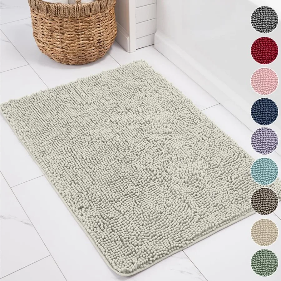 

Soft and Absorbent Chenille Bathroom Rug for Modern Bathrooms Shaggy Texture 36x24 Inch CreamColored Floor Mat Ideal for Wet Su