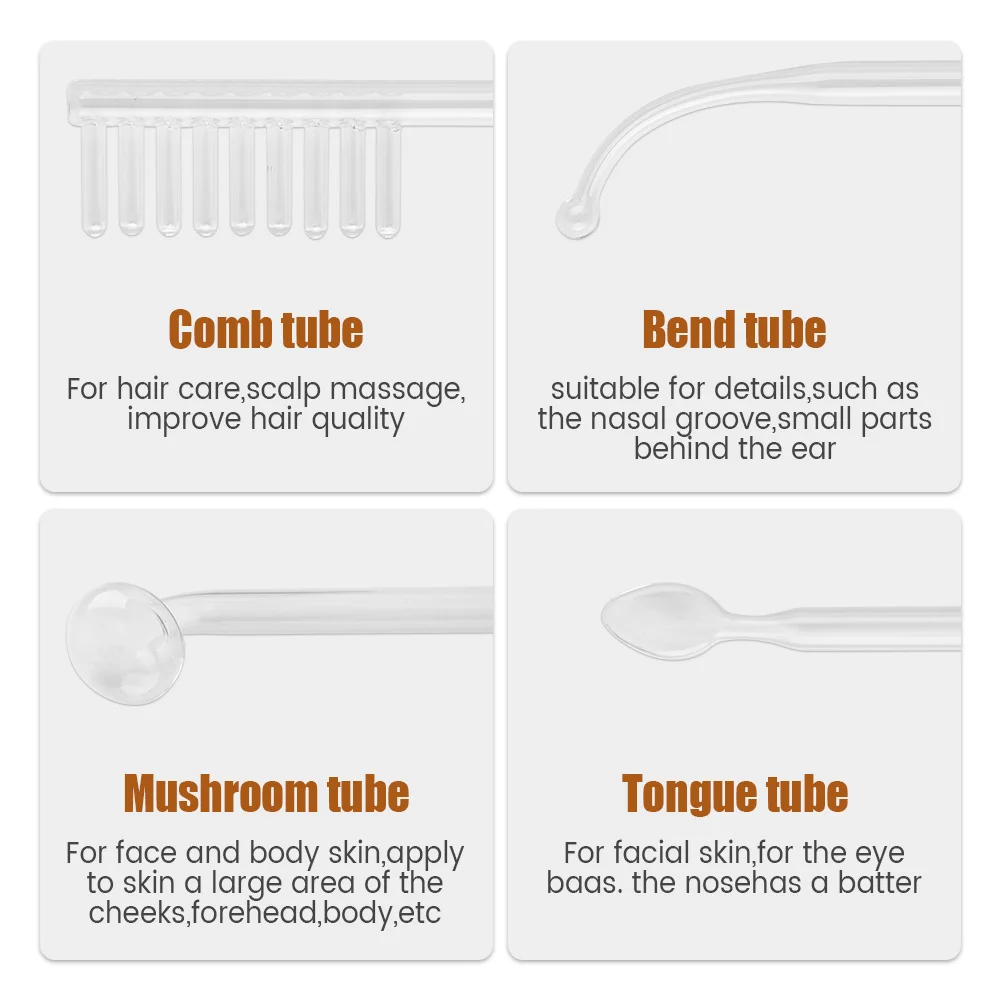 عصا علاج كهربائية محمولة عالية التردد، جهاز إزالة حب الشباب للعلاج الكهربائي المحمول، جهاز تجميل مكركرنت 4 مجموعات