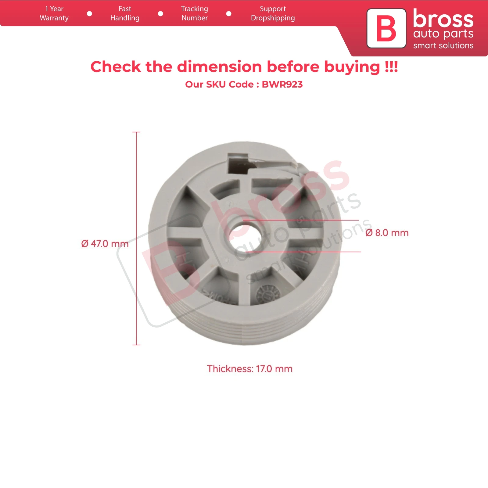 Bross ricambi Auto BWR923 alzacristallo elettrico ruota anteriore; Sinistra per Fiat Fiorina spedizione veloce nave dalla turchia