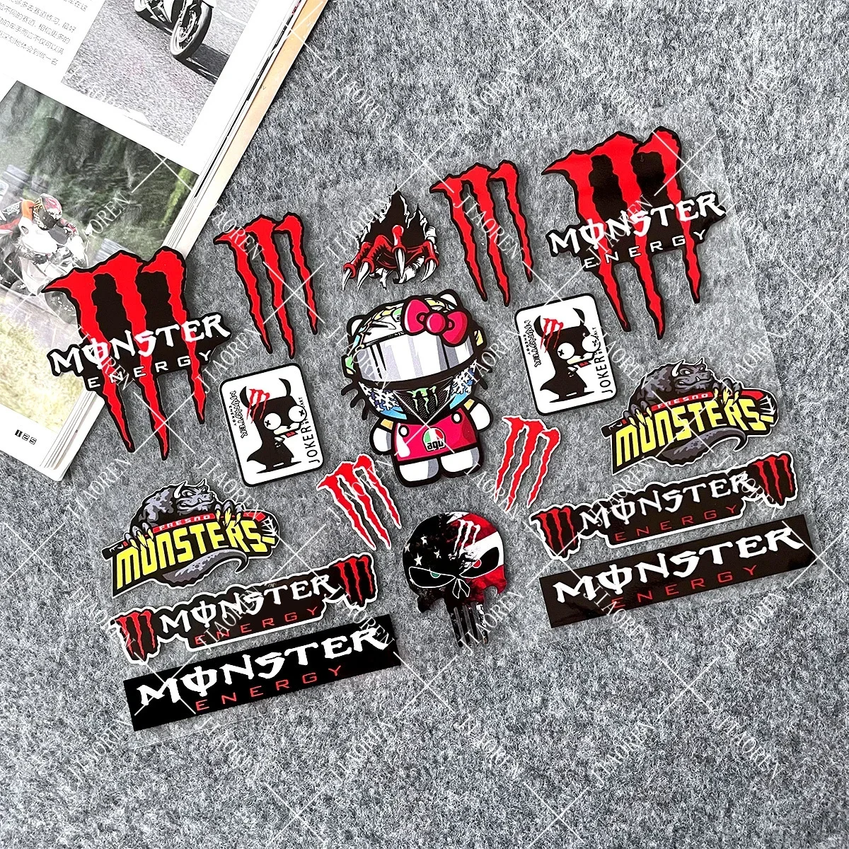 

Рождественская виниловая наклейка Monster Energy с логотипом на мотоцикле, бак, шлем, велосипед, автомобиль, набор наклеек