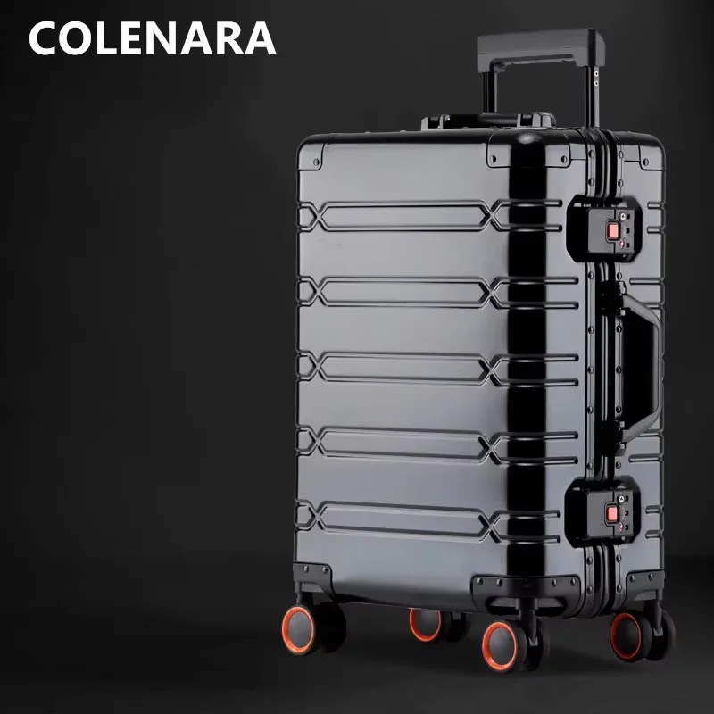 COLENARA Men's Suitcase Full Aluminum Magnesium Alloy Trolley Case Large Capacity Business Boarding Box 20