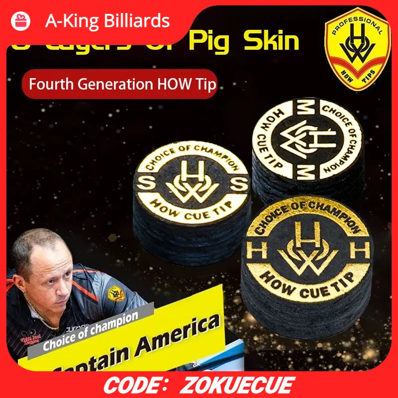 

HOW Pool Cue Tip with S/M/H 14MM 8 Layers Of Pig Skin Professional for Billiard cue tips Accessories