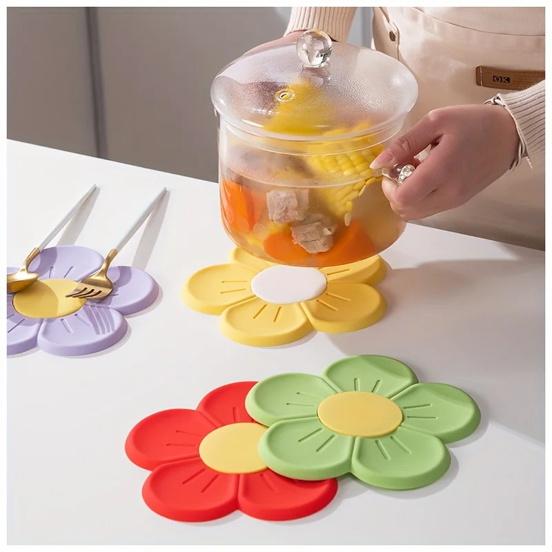 Cup Mat Pot Holder Table Pads Cute Flower Shaped Placemat Table Decoration Kitchen Supplies  коврики для стола