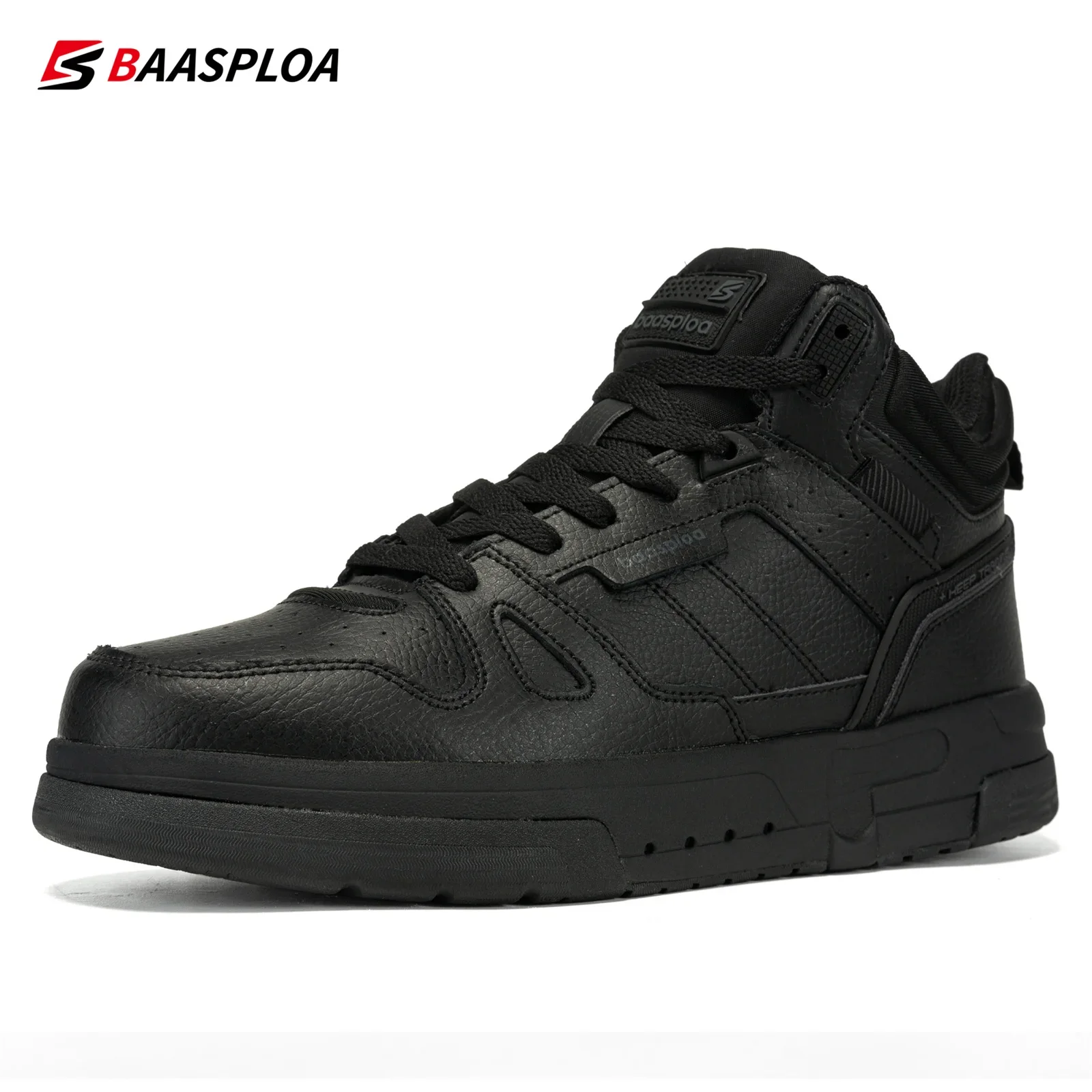 Baasploa Men Winter Boots Comfort Leather Cotton Shoes for Men Thickened Plush Warm Casual Sneakers Male Non-Slip Wear Resistant