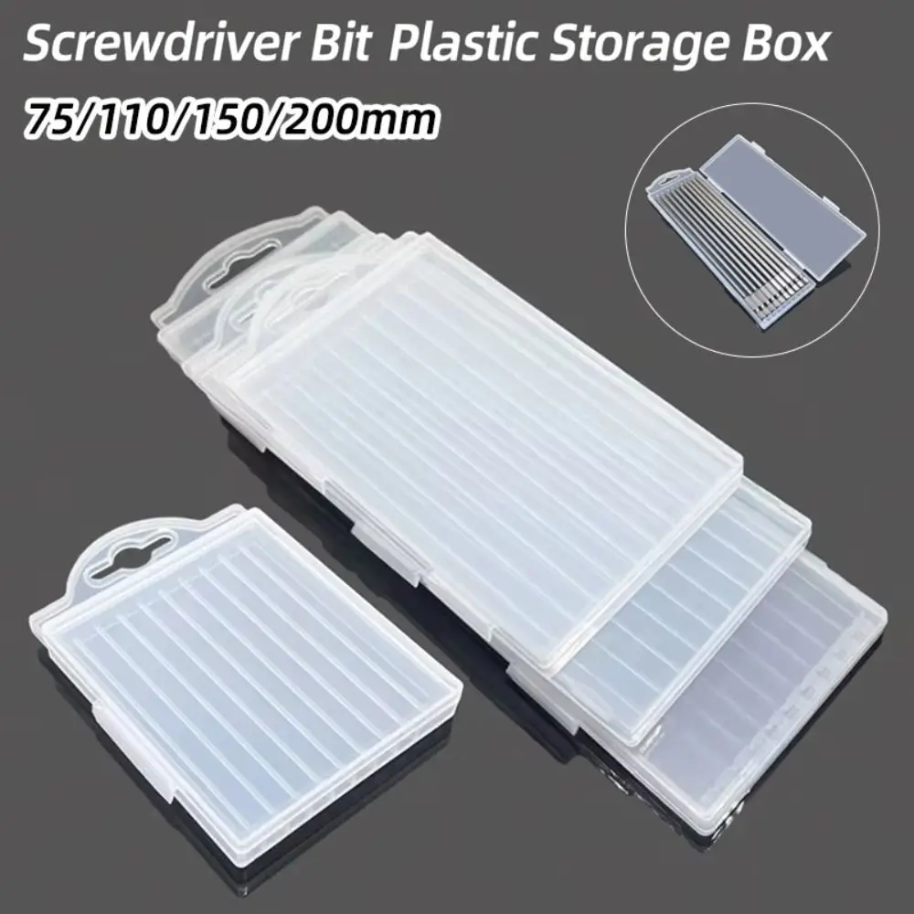 1Pcs Plastic Drill Bits Storage Box 10 Grid Case 75/110/150/200mm Tool Parts Storage Case 1/4