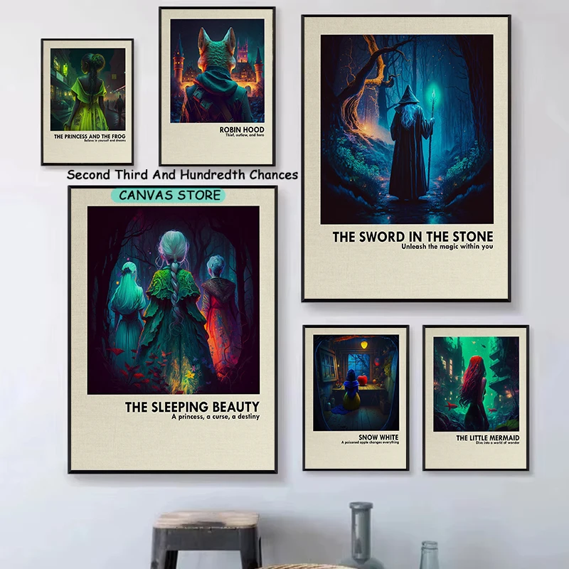 

Робин Гуд Белоснежка Книга джунглей Спящая красавица Классические сказочные истории Плакат Холст Картина Настенные панно Домашний декор