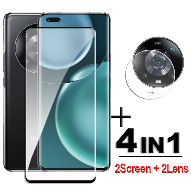 

For Honor Magic4 Pro Glass 3D Full Cover Curved Screen Protector Honor Magic4 Tempered Glass Honor Magic4 Ultimate HD Lens Film