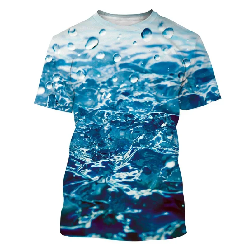 Casual Rain Drops Pattern Short Sleeves Summer Street Oversized T-Shirt Creative Water Droplet 3D Print T Shirt Men Personality