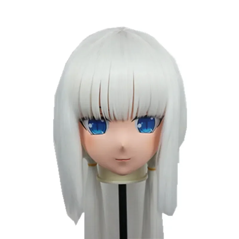 (B55) Customized Full Head Lifesize Mask Play Coser Crossdressing with Backshell Silicone Anime Mitake Ran Kigurumi Mask Cosplay