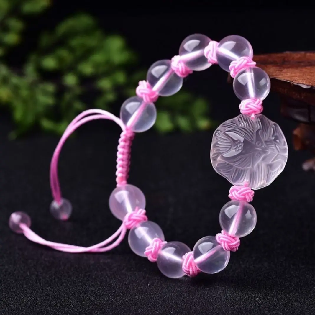 Imagem -05 - Umq-ins Pulseira Raposa de Nove Caudas Ins Explosões Antigo Cristal Rosa Natural Ametista Fresco Super Fada Ajuste Princesa