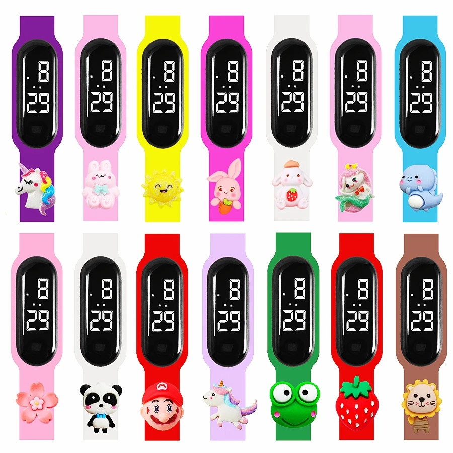 Children Sports Smart Watch Outdoor Waterproof Cartoon Bracelet Silicone Strap Kids Digital Electronic Watches Boys Girls Gift